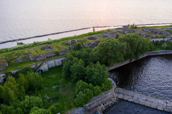 Panoramic Aerial View Fort Totleben Pervomaisky Summer Day Waters Gulf — Foto Stock