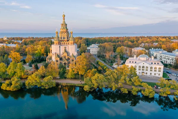 Panoramic Aerial View Peter Paul Cathedral Peterhof Wedding Palace Registry — Fotografia de Stock