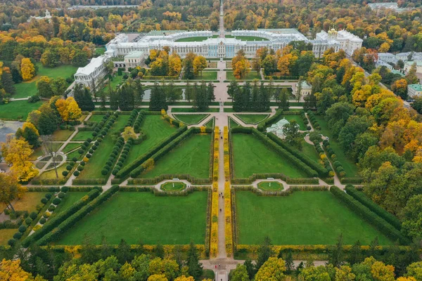 Aerial View Catherine Park Tsarskoye Selo Pushkin Autumn Garden Patterns — стоковое фото