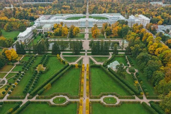 Aerial View Catherine Park Tsarskoye Selo Pushkin Autumn Garden Patterns — Fotografia de Stock