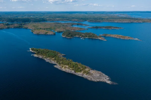 Luchtfotografie Ladoga Skerries Ladoga Lake Karelia Hete Zomer Rotsachtige Wilde — Stockfoto