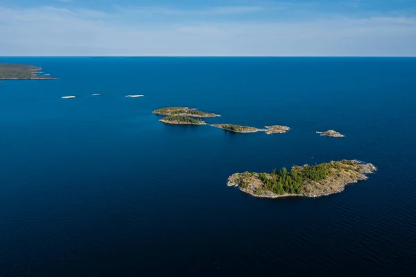 Luchtfotografie Ladoga Skerries Ladoga Lake Karelia Hete Zomer Rotsachtige Wilde — Stockfoto