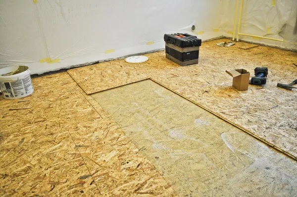 Reconstrução de um antigo piso de madeira — Fotografia de Stock