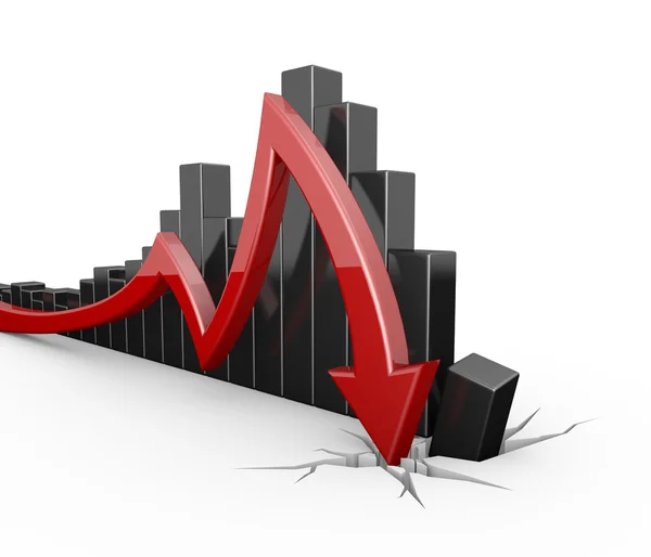 Piros nyíl összeomlása — Stock Fotó