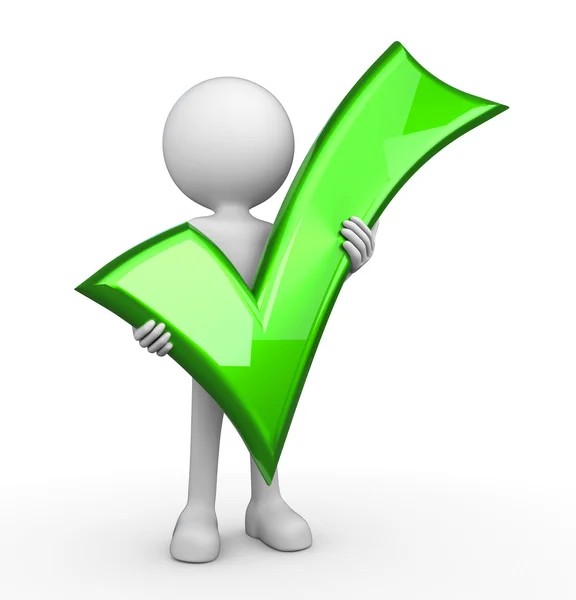 Beyaz 3d insan - yeşil kene