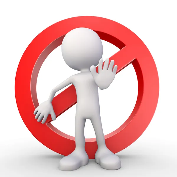 White 3d human - stop symbol — Stock Photo, Image