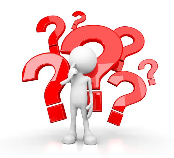 Beyaz 3d insan - birçok soru
