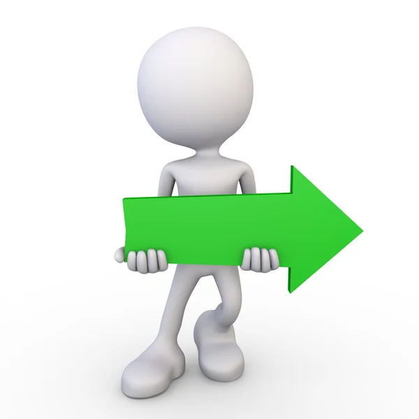 Beyaz 3d insan - Yeşil ok