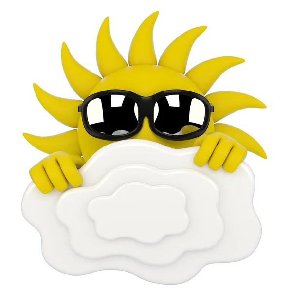 Sun character - hiding behind clouds — Stock Photo, Image