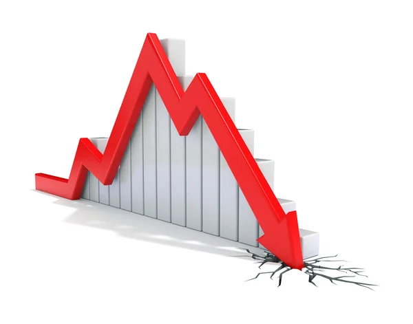 Red 3d arrow collapse — Stock Photo, Image