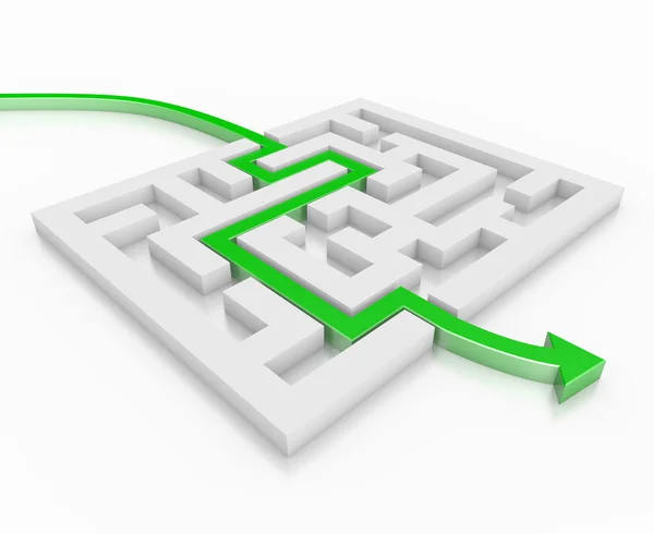 Yeşil ok bir labirent aracılığıyla yol açar.