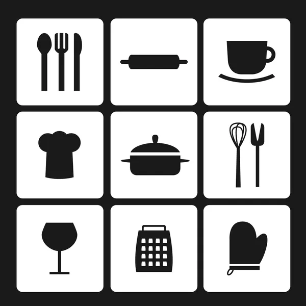 Düz Icon set: Mutfak Seti