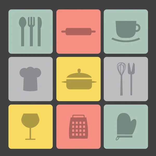 Düz Icon set: Mutfak Seti