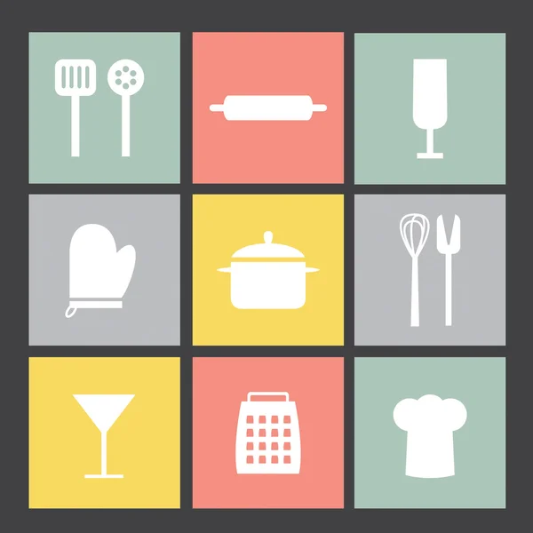 Set de iconos planos: Set de cocina — Vector de stock