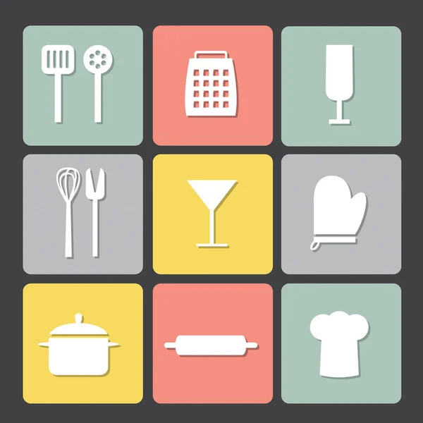 Düz Icon set: Mutfak Seti