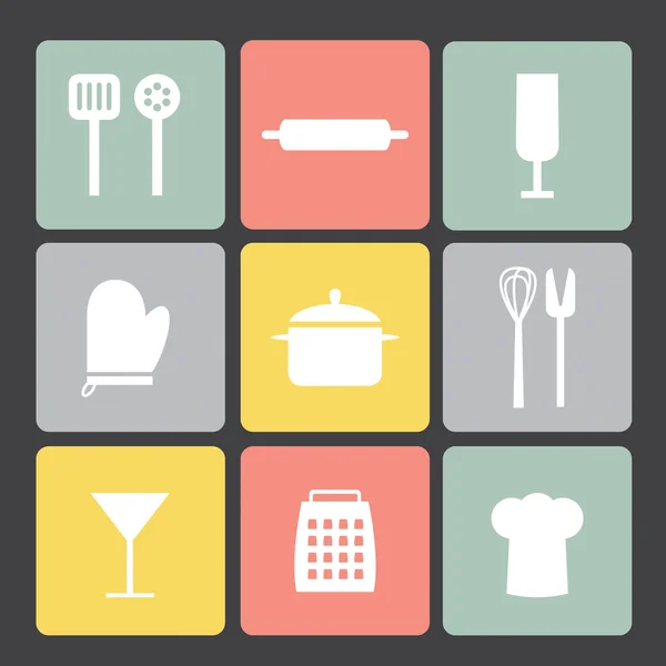 Set di icone piatto: Set da cucina — Vettoriale Stock