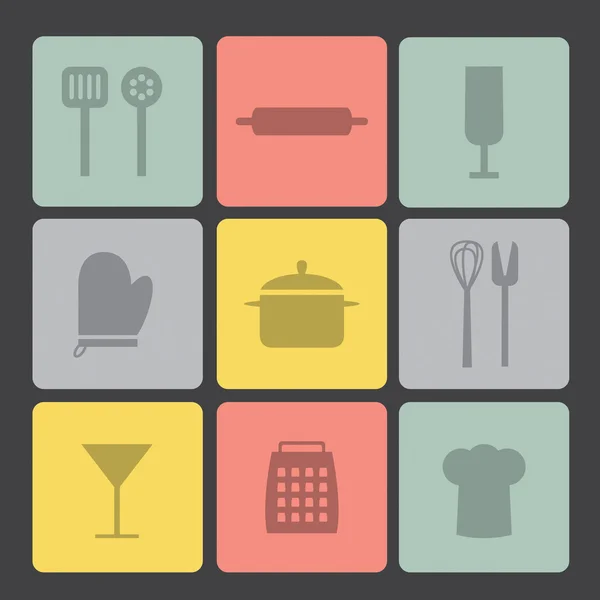 Set de iconos planos: Set de cocina — Vector de stock