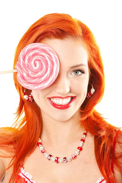 Woman with lollipop — Stock Photo, Image