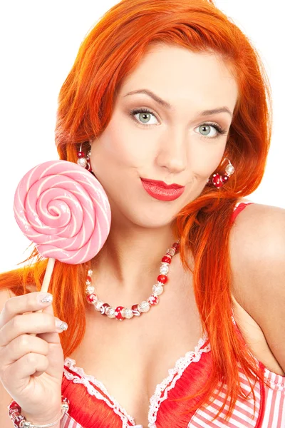 Woman with lollipop — Stock Photo, Image