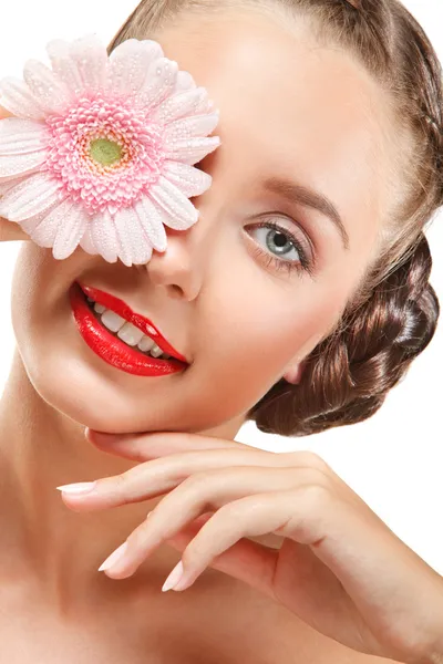 Menina com flor — Fotografia de Stock