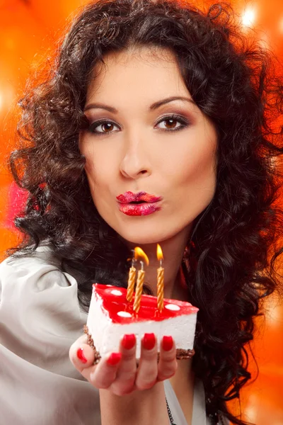 Woman with cake — Stock Photo, Image