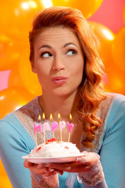 Girl with cake — Stock Photo, Image