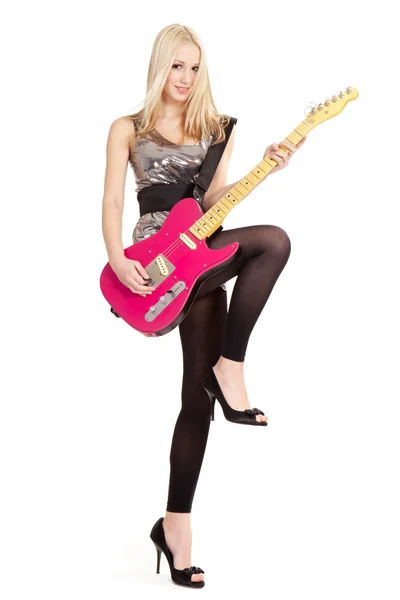Menina com guitarra — Fotografia de Stock