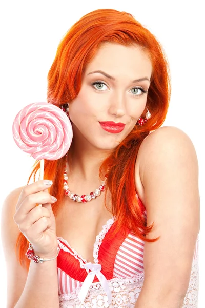 Woman with lollipop — Stock Photo, Image