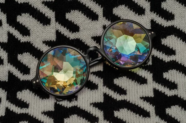 Designer Glasses Kaleidoscope Glasses Wool Sweater — Stockfoto