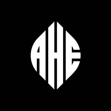 Çember ve elips şekilli AHE daire harf logosu tasarımı. AHE elips harfleri tipografik tarzda. Üç baş harf daire şeklinde bir logo oluşturuyor. AHE Çember Amblemi Soyut Monogram Harf İşaretleme Vektörü.