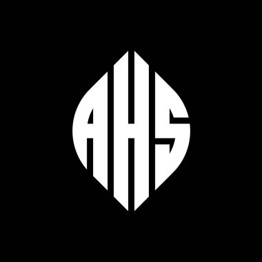Çember ve elips şekilli AHS daire harf logosu tasarımı. Tipografik biçimli AHS elips harfleri. Üç baş harf daire şeklinde bir logo oluşturuyor. AHS Çember Amblemi Soyut Monogram Harf İşaretleyici Vektörü.
