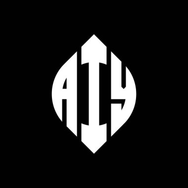 Çember ve elips şekilli AIY daire harf logosu tasarımı. Tipografik şekilli AIY elips harfleri. Üç baş harf daire şeklinde bir logo oluşturuyor. AIY Çember Amblemi Soyut Monogram Harf İşaretleyici Vektörü.