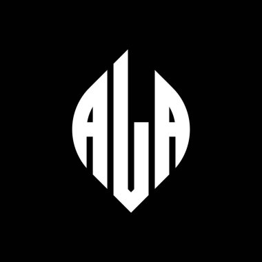 Çember ve elips şekilli ALA yuvarlak harfli logo tasarımı. Tipografik tarzda ALA elips harfleri. Üç baş harf daire şeklinde bir logo oluşturuyor. ALA Çember Amblemi Soyut Monogram Harf İşaretleme Vektörü.