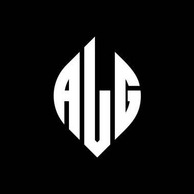 Çember ve elips şekilli ALG daire harf logosu tasarımı. Tipografik tarzda ALG elips harfleri. Üç baş harf daire şeklinde bir logo oluşturuyor. ALG Çember Amblemi Soyut Monogram Harf İşaretleyici Vektörü.