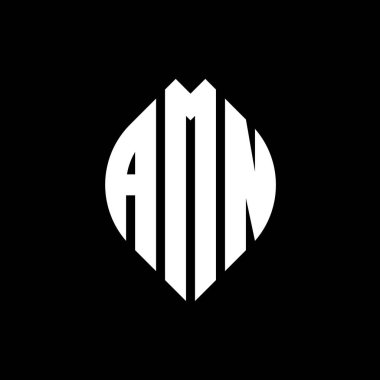 Çember ve elips şekilli AMN daire harf logosu tasarımı. Tipografik tarzda AMN elips harfleri. Üç baş harf daire şeklinde bir logo oluşturuyor. AMN Çember Amblemi Soyut Monogram Harf İşaretleme Vektörü.