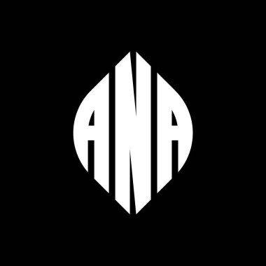 Çember ve elips şekilli ANA daire harf logosu tasarımı. Daktilo tarzında ANA elips harfleri. Üç baş harf daire şeklinde bir logo oluşturuyor. ANA Çember Amblemi Soyut Monogram Harf İşaretleme Vektörü.