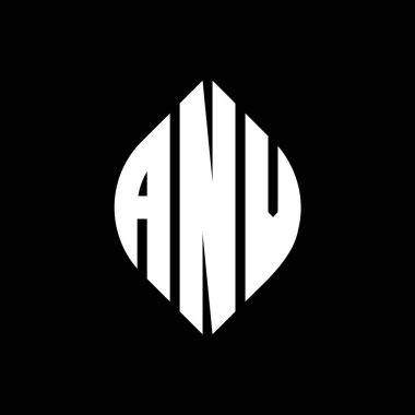 Daire ve elips şekilli ANV daire harf logosu tasarımı. Typographic tarzında ANV elips harfleri. Üç baş harf daire şeklinde bir logo oluşturuyor. ANV Çember Amblemi Soyut Monogram Harf İşaretleme Vektörü.