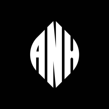 Çember ve elips şekilli ANX daire harf logosu tasarımı. Daktilo tarzında ANX elips harfleri. Üç baş harf daire şeklinde bir logo oluşturuyor. ANX Çember Amblemi Soyut Monogram Harf İşaretleme Vektörü.