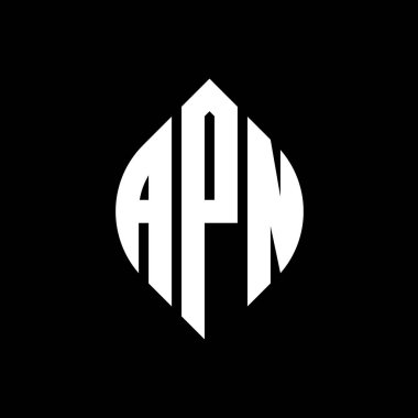 Çember ve elips şekilli APN daire harf logosu tasarımı. Typographic tarzında APN elips harfleri. Üç baş harf daire şeklinde bir logo oluşturuyor. APN Çember Amblemi Soyut Monogram Harf İşaretleme Vektörü.