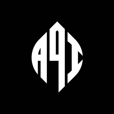 Çember ve elips şekilli AQI daire harf logosu tasarımı. El Kaide elips harfleri tipografik tarzda. Üç baş harf daire şeklinde bir logo oluşturuyor. AQI Çember Amblemi Soyut Monogram Harf İşaretleyici Vektörü.