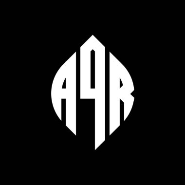 Çember ve elips şekilli AQR daire harf logosu tasarımı. AQR elips harfleri tipografik tarzda. Üç baş harf daire şeklinde bir logo oluşturuyor. AQR Çember Amblemi Soyut Monogram Harf İşaretleyici Vektörü.