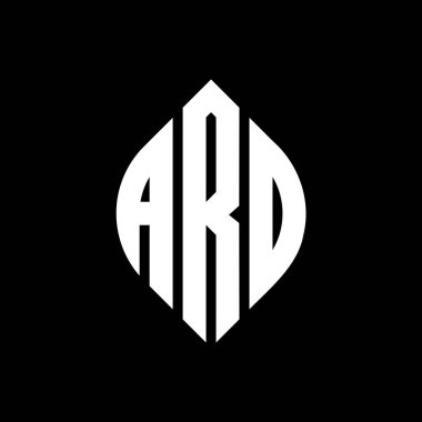 ARD daire harf logosu dizaynı daire ve elips şeklinde. Typographic tarzında ARD elips harfleri. Üç baş harf daire şeklinde bir logo oluşturuyor. ARD Çember Amblemi Soyut Monogram Harf Vektörü.