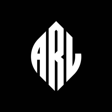Çember ve elips şekilli ARL daire harf logosu tasarımı. Typographic tarzında ARL elips harfleri. Üç baş harf daire şeklinde bir logo oluşturuyor. ARL Çemberi Amblemi Soyut Monogram Harf İşaretleyici Vektörü.