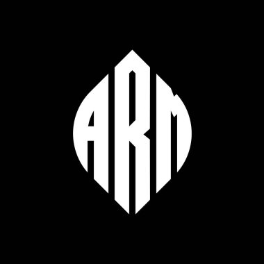 Dairesel ve elips şekilli ARM daire harf logosu tasarımı. ARM elips harfleri tipografik tarzda. Üç baş harf daire şeklinde bir logo oluşturuyor. ARM Çemberi Amblemi Soyut Monogram Harf İşaretleme Vektörü.