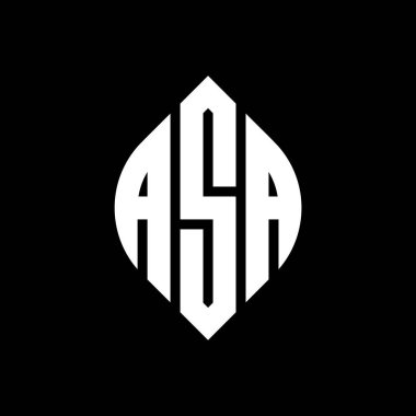 Daire ve elips şekilli ASA daire harfli logo tasarımı. ASA elips harfleri tipografik tarzda. Üç baş harf daire şeklinde bir logo oluşturuyor. ASA Çember Amblemi Soyut Monogram Harf İşaretleme Vektörü.