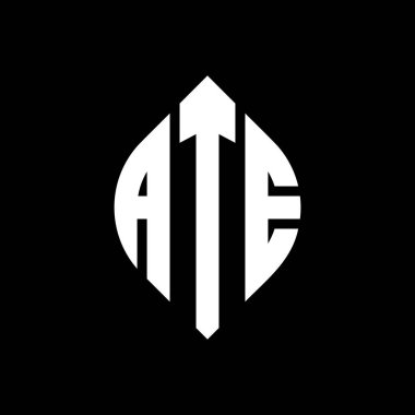 Çember ve elips şekilli ate dairesi logo tasarımı. Typographic tarzında elips harfleri yaz. Üç baş harf daire şeklinde bir logo oluşturuyor. ATE Çember Amblemi Soyut Monogram Harf İşaretleyici Vektörü.