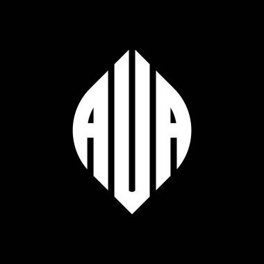 Çember ve elips şekilli AUA daire harf logosu tasarımı. Tipografik biçimli AUA elips harfleri. Üç baş harf daire şeklinde bir logo oluşturuyor. AUA Çember Amblemi Soyut Monogram Harf İşaretleyici Vektörü.