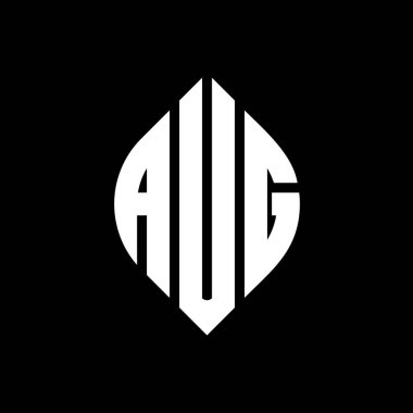 Çember ve elips şekilli AUG daire harf logosu tasarımı. Tipografik biçimli AUG elips harfleri. Üç baş harf daire şeklinde bir logo oluşturuyor. AUG Çember Amblemi Soyut Monogram Harf İşaretleyici Vektörü.