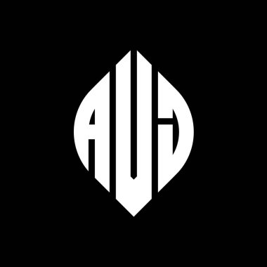 Çember ve elips şekilli AVJ daire harf logosu tasarımı. Tipografik tarzda AVJ elips harfleri. Üç baş harf daire şeklinde bir logo oluşturuyor. AVJ Çember Amblemi Soyut Monogram Harf İşaretleyici Vektörü.