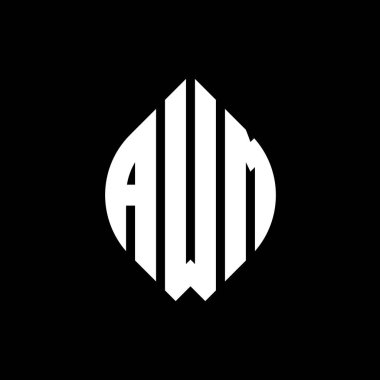Çember ve elips şekilli AWM daire harf logosu tasarımı. AWM elips harfleri tipografik tarzda. Üç baş harf daire şeklinde bir logo oluşturuyor. AWM Çember Amblemi Soyut Monogram Harf İşaretleyici Vektörü.